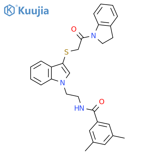 N-2-(3-{2-(2,3-dihydro-1H-indol-1-yl)-2-oxoethylsulfanyl}-1H-indol-1-yl)ethyl-3,5-dimethylbenzamide structure
