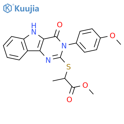 methyl 2-{3-(4-methoxyphenyl)-4-oxo-3H,4H,5H-pyrimido5,4-bindol-2-ylsulfanyl}propanoate structure