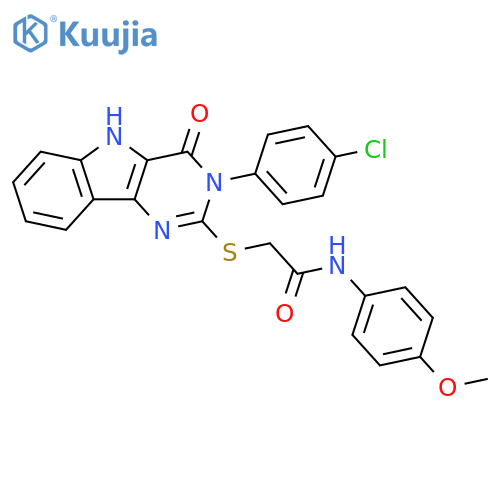 2-{3-(4-chlorophenyl)-4-oxo-3H,4H,5H-pyrimido5,4-bindol-2-ylsulfanyl}-N-(4-methoxyphenyl)acetamide structure