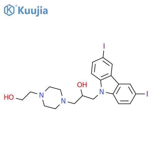 1-(3,6-diiodo-9H-carbazol-9-yl)-3-4-(2-hydroxyethyl)piperazin-1-ylpropan-2-ol structure