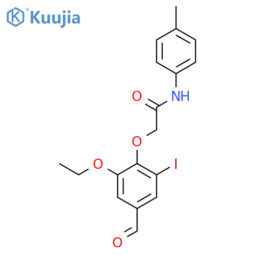 2-(2-Ethoxy-4-formyl-6-iodo-phenoxy)-N-p-tolyl-acetamide structure