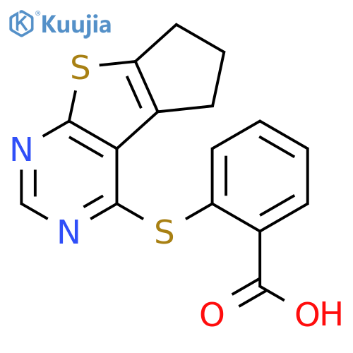 2-{7-thia-9,11-diazatricyclo[6.4.0.02,?]dodeca-1(12),2(6),8,10-tetraen-12-ylsulfanyl}benzoic acid structure