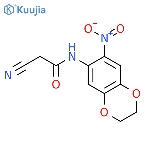 2-Cyano-N-(7-nitro-2,3-dihydro-1,4-benzodioxin-6-yl)acetamide structure
