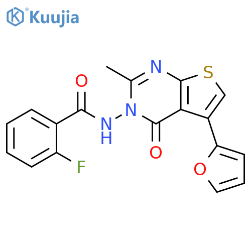 Benzamide,2-fluoro-N-[5-(2-furanyl)-2-methyl-4-oxothieno[2,3-d]pyrimidin-3(4H)-yl]- structure