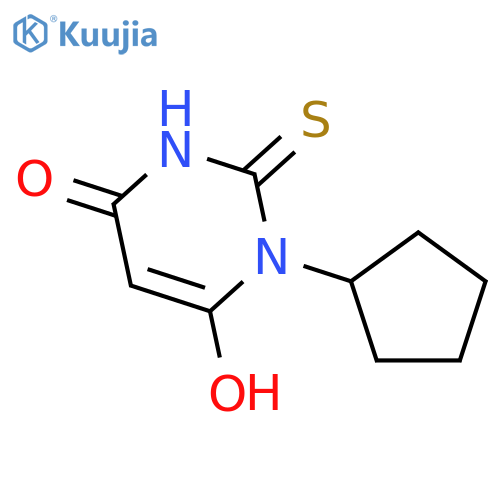 3-cyclopentyl-6-hydroxy-2-sulfanyl-3,4-dihydropyrimidin-4-one structure