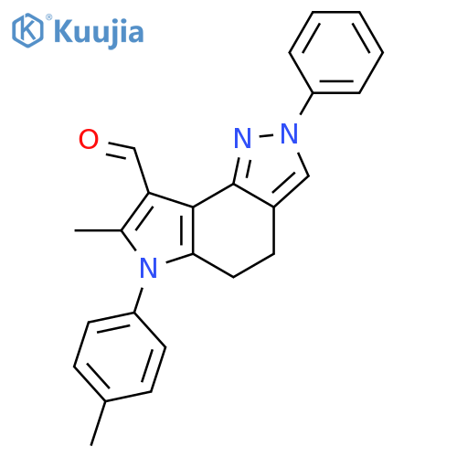 2,4,5,6-Tetrahydro-7-methyl-6-(4-methylphenyl)-2-phenylpyrrolo[2,3-g]indazole-8-carboxaldehyde structure