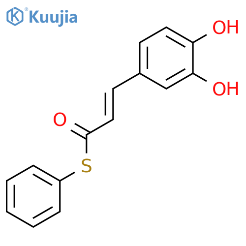 2-Propenethioic acid, 3-(3,4-dihydroxyphenyl)-, S-phenyl ester structure
