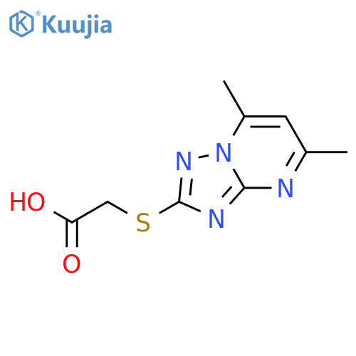 2-({5,7-dimethyl-1,2,4triazolo1,5-apyrimidin-2-yl}sulfanyl)acetic acid structure