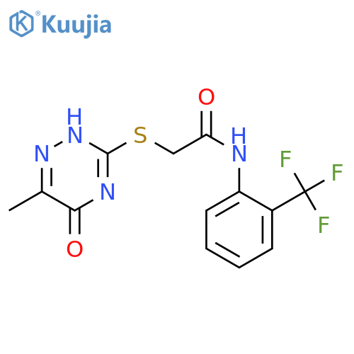 2-(6-methyl-5-oxo-4,5-dihydro-1,2,4-triazin-3-yl)sulfanyl-N-2-(trifluoromethyl)phenylacetamide structure