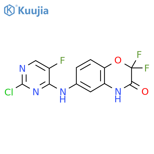6-((2-CHLORO-5-FLUOROPYRIMIDIN-4-YL)AMINO)-2,2-DIFLUORO-2H-BENZO[B][1,4]OXAZIN-3(4H)-ONE structure