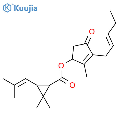 Cyclopropanecarboxylic acid, 2,2-dimethyl-3-(2-methyl-1-propenyl)-,2-methyl-4-oxo-3-(2-pentenyl)-2-cyclopenten-1-yl ester structure