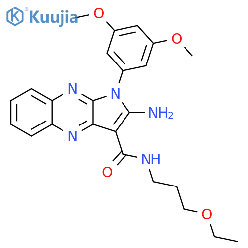 2-amino-1-(3,5-dimethoxyphenyl)-N-(3-ethoxypropyl)-1H-pyrrolo[2,3-b]quinoxaline-3-carboxamide structure