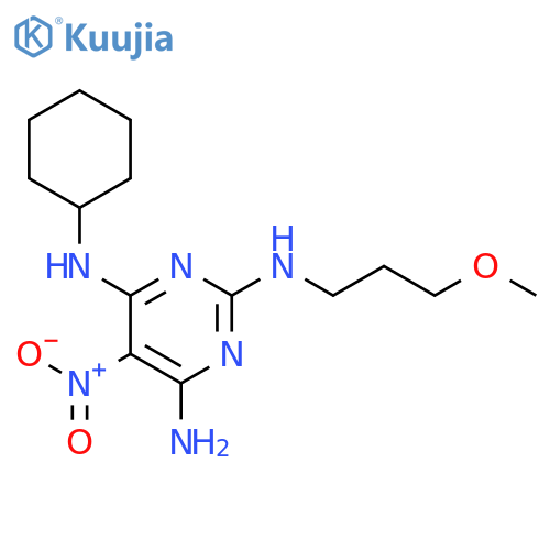 N4-cyclohexyl-N2-(3-methoxypropyl)-5-nitropyrimidine-2,4,6-triamine structure