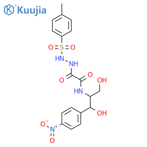 N-[(1S,2S)-2-hydroxy-1-(hydroxymethyl)-2-(4-nitrophenyl)ethyl]-2-{2-[(4-methylphenyl)sulfonyl]hydrazino}-2-oxoacetamide structure