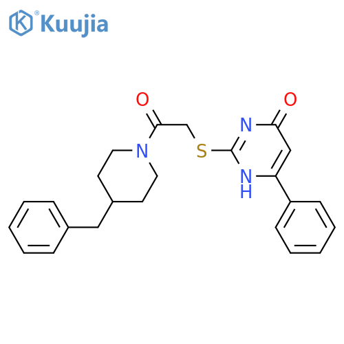 2-{2-(4-benzylpiperidin-1-yl)-2-oxoethylsulfanyl}-6-phenyl-3,4-dihydropyrimidin-4-one structure