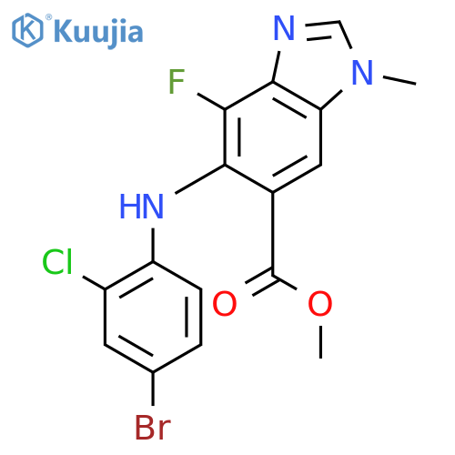 methyl 5-[(4-bromo-2-chlorophenyl)amino]-4-fluoro-1-methyl-1H-1,3-benzodiazole-6-carboxylate structure