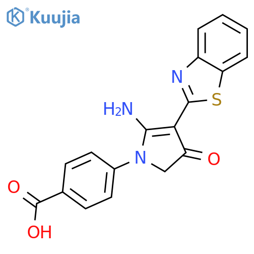 4-5-amino-4-(1,3-benzothiazol-2-yl)-3-oxo-2,3-dihydro-1H-pyrrol-1-ylbenzoic acid structure