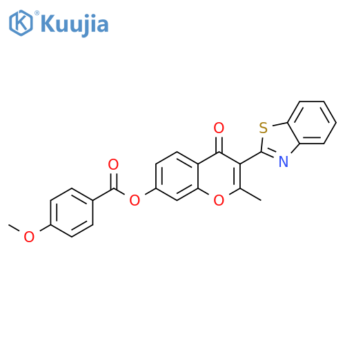 3-(1,3-benzothiazol-2-yl)-2-methyl-4-oxo-4H-chromen-7-yl 4-methoxybenzoate structure
