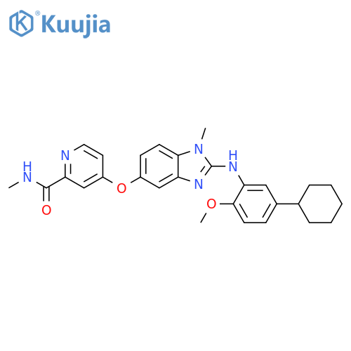 2-Pyridinecarboxamide,4-[[2-[(5-cyclohexyl-2-methoxyphenyl)amino]-1-methyl-1H-benzimidazol-5-yl]oxy]-N-methyl- structure