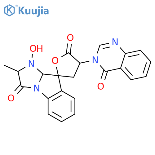 (2s,3'r,3as,4s)-3-hydroxy-2-methyl-3'-(4-oxoquinazolin-3-yl)spiro[2,3a-dihydroimidazo[1,2-a]indole-4,5'-oxolane]-1,2'-dione structure