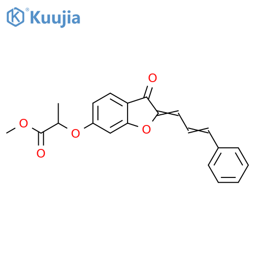 methyl 2-{(2Z)-3-oxo-2-(2E)-3-phenylprop-2-en-1-ylidene-2,3-dihydro-1-benzofuran-6-yloxy}propanoate structure