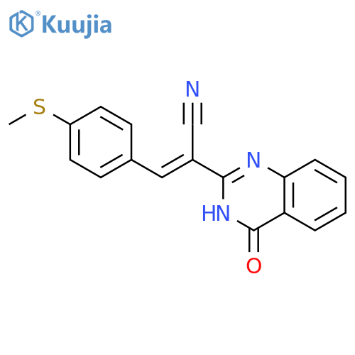 (2E)-3-4-(methylsulfanyl)phenyl-2-(4-oxo-3,4-dihydroquinazolin-2-yl)prop-2-enenitrile structure