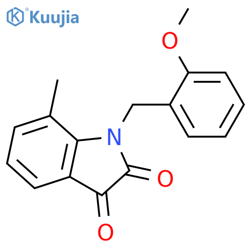 1-(2-methoxyphenyl)methyl-7-methyl-2,3-dihydro-1H-indole-2,3-dione structure