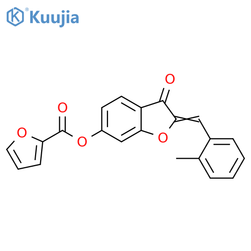 (2Z)-2-(2-methylphenyl)methylidene-3-oxo-2,3-dihydro-1-benzofuran-6-yl furan-2-carboxylate structure
