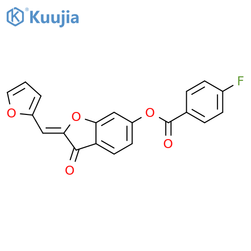 (2Z)-2-(furan-2-yl)methylidene-3-oxo-2,3-dihydro-1-benzofuran-6-yl 4-fluorobenzoate structure