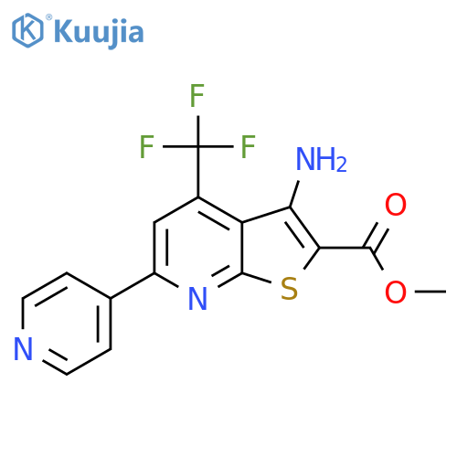 Methyl 3-amino-6-pyridin-4-yl-4-(trifluoromethyl)thieno[2,3-b]pyridine-2-carboxylate structure