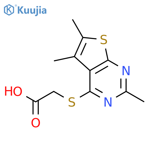 2-({2,5,6-trimethylthieno[2,3-d]pyrimidin-4-yl}sulfanyl)acetic acid structure