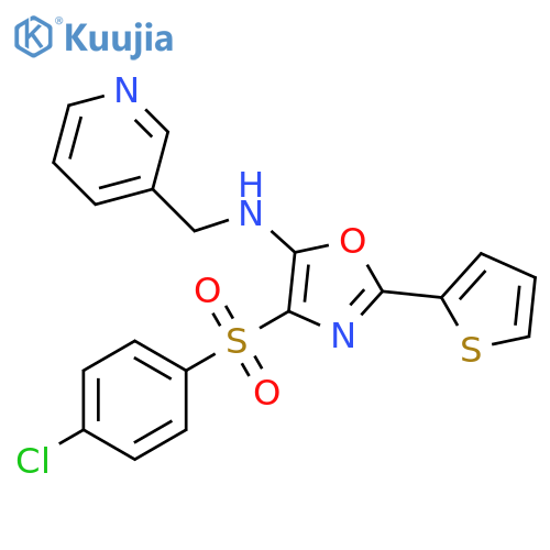 4-(4-chlorobenzenesulfonyl)-N-[(pyridin-3-yl)methyl]-2-(thiophen-2-yl)-1,3-oxazol-5-amine structure
