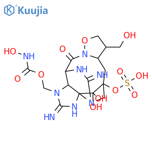 Carbamic acid, N-hydroxy-, [(3aS,4R,6R,7aS,8S,13R,13aS)-2,15-diamino-5,6,7,7a,8,9,13,13a-octahydro-16,16-dihydroxy-8-(hydroxymethyl)-12-oxo-6-(sulfooxy)-3a,6-methano-13,4-(nitrilometheno)imidazo[4,5-g]isoxazolo[2,3-a][1,6]diazecin-1(12H)-yl]methyl ester structure