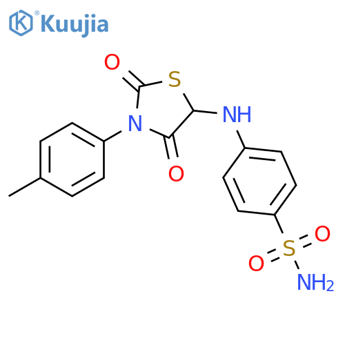 4-{3-(4-methylphenyl)-2,4-dioxo-1,3-thiazolidin-5-ylamino}benzene-1-sulfonamide structure
