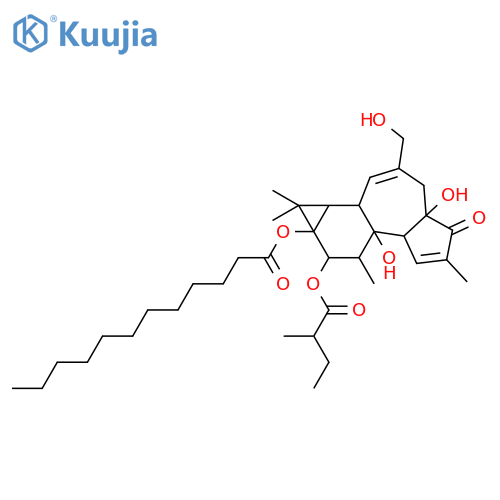 (1aR,1bS,4aR,7aS,7bS,8R,9aS)-4a,7b-dihydroxy-3-(hydroxymethyl)-1,1,6,8-tetramethyl-9-[(2-methylbutanoyl)oxy]-5-oxo-1,1a,1b,4,4a,5,7a,7b,8,9-decahydro-9aH-cyclopropa[3,4]benzo[1,2-e]azulen-9a-yl dodecanoate structure