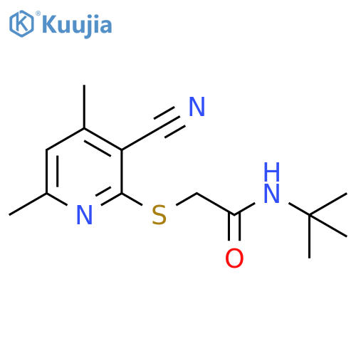 N-tert-butyl-2-[(3-cyano-4,6-dimethylpyridin-2-yl)sulfanyl]acetamide structure