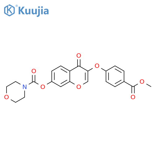 3-[4-(methoxycarbonyl)phenoxy]-4-oxo-4H-chromen-7-yl morpholine-4-carboxylate structure