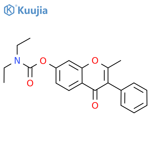 2-methyl-4-oxo-3-phenyl-4H-chromen-7-yl N,N-diethylcarbamate structure
