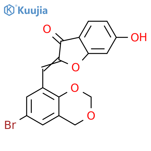 (2Z)-2-(6-bromo-2,4-dihydro-1,3-benzodioxin-8-yl)methylidene-6-hydroxy-2,3-dihydro-1-benzofuran-3-one structure