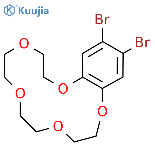 15,16-Dibromo-2,3,5,6,8,9,11,12-octahydro-1,4,7,10,13-benzopentaoxacyclopentadecine structure