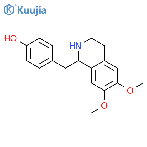 4-[(6,7-dimethoxy-1,2,3,4-tetrahydroisoquinolin-1-yl)methyl]phenol structure
