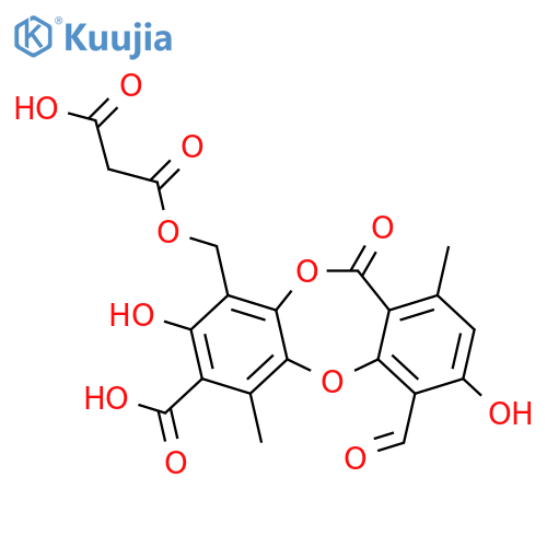 Propanedioic acid, mono[(7-carboxy-4-formyl-3,8-dihydroxy-1,6-dimethyl-11-oxo-11H-dibenzo[b,e][1,4]dioxepin-9-yl)methyl] ester (9CI) structure