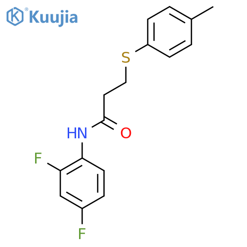 N-(2,4-difluorophenyl)-3-(4-methylphenyl)sulfanylpropanamide structure