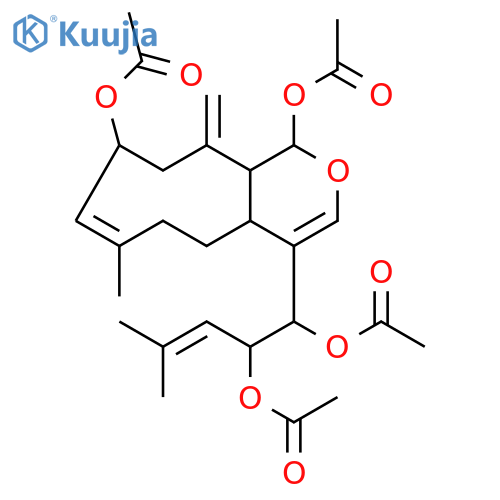 Cyclonona[c]pyran-1,9-diol,4-[(1R,2R)-1,2-bis(acetyloxy)-4-methyl-3-pentenyl]-1,4a,5,6,9,10,11,11a-octahydro-7-methyl-11-methylene-,diacetate, (1R,4aS,7E,9R,11aR)- (9CI) structure