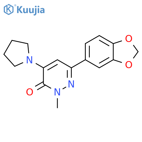 3(2H)-Pyridazinone, 6-(1,3-benzodioxol-5-yl)-2-methyl-4-(1-pyrrolidinyl)- structure