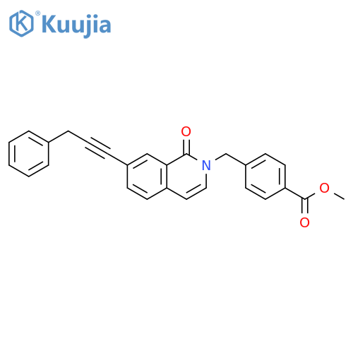 Benzoic acid,4-[[1-oxo-7-(3-phenyl-1-propynyl)-2(1H)-isoquinolinyl]methyl]-, methylester structure