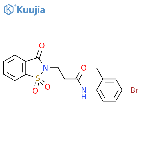 N-(4-bromo-2-methylphenyl)-3-(1,1,3-trioxo-2,3-dihydro-1lambda6,2-benzothiazol-2-yl)propanamide structure
