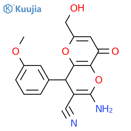 2-amino-6-(hydroxymethyl)-4-(3-methoxyphenyl)-8-oxo-4H,8H-pyrano3,2-bpyran-3-carbonitrile structure