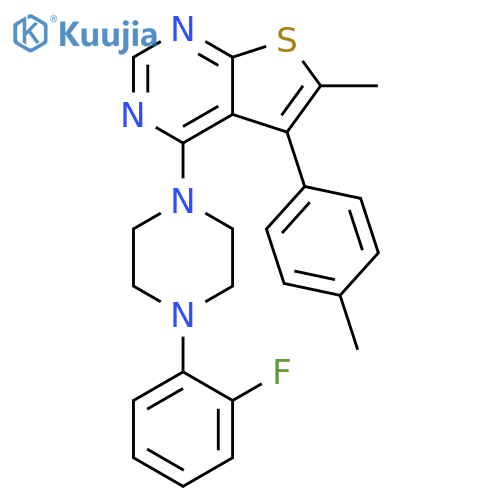 1-(2-fluorophenyl)-4-6-methyl-5-(4-methylphenyl)thieno2,3-dpyrimidin-4-ylpiperazine structure