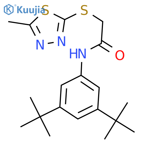 N-(3,5-di-tert-butylphenyl)-2-(5-methyl-1,3,4-thiadiazol-2-yl)sulfanylacetamide structure
